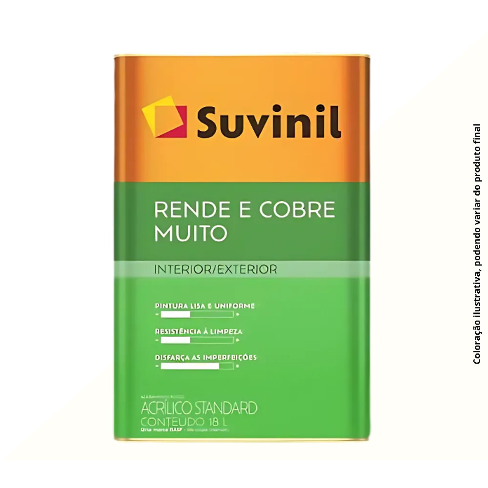 Tinta Acrílica Standard Suvinil Rende e Cobre Muito 18L
