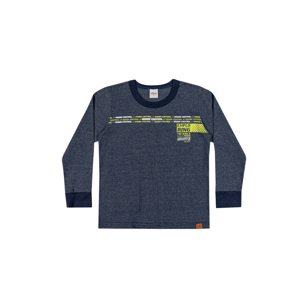 Camiseta Infantil Menino Malha Rajada Elian Azul - Baby & Kids Fashion