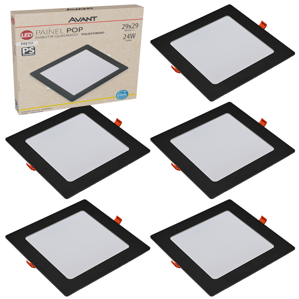 Kit 5 Painel Plafon Luminaria de Teto Gesso Drywall 24w Branco Quente 3000K 127v 220v em Oferta na Shopee