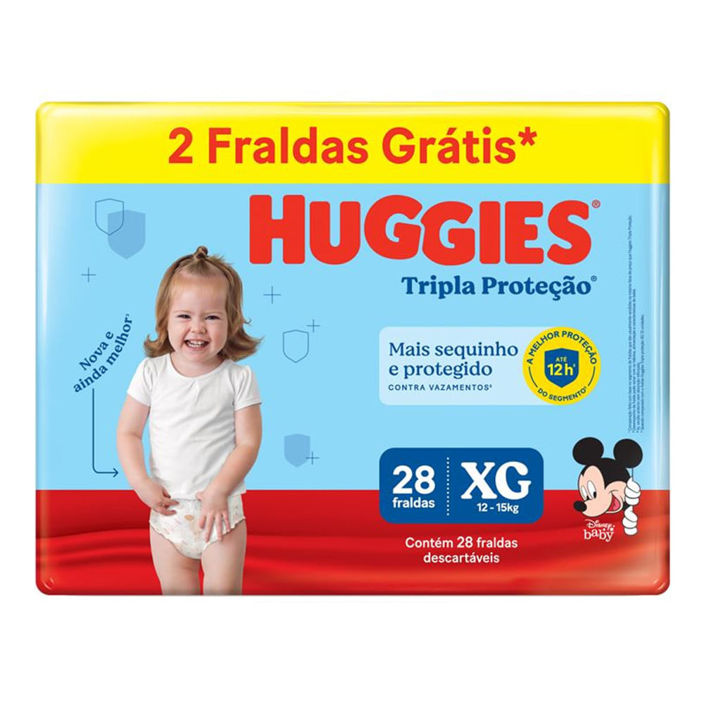 Fralda Descartável Huggies Tripla Proteção Meguinha XG - 28 Tiras - Mom & Baby