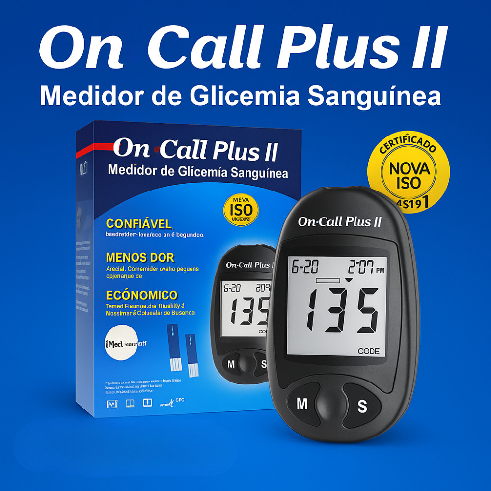 Aparelho Medidor de Glicemia On Call Plus II – Glicosímetro Rápido e Confiável