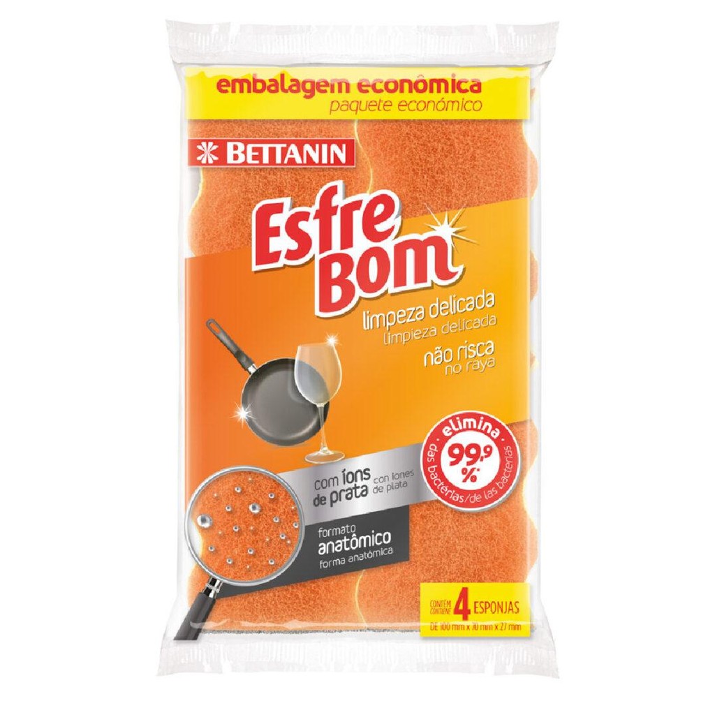 Esponja Esfrebom 4un Limpeza Delicada Pacote em Oferta na Shopee