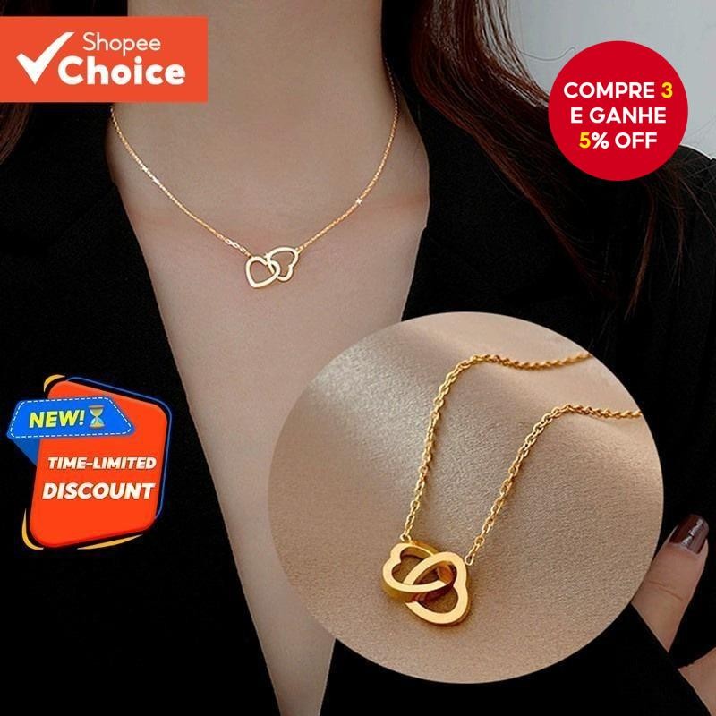 Colar De Coração De Aço Inoxidável Para Mulheres Na Moda Clavícula Corrente Joia Presente