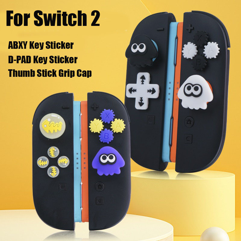 Splatoon 3 D-pad Botão De Direção ABXY Adesivo De Chave Para Nintendo Switch 2 Joycon Controller Thumb Stick Grip Cap Co