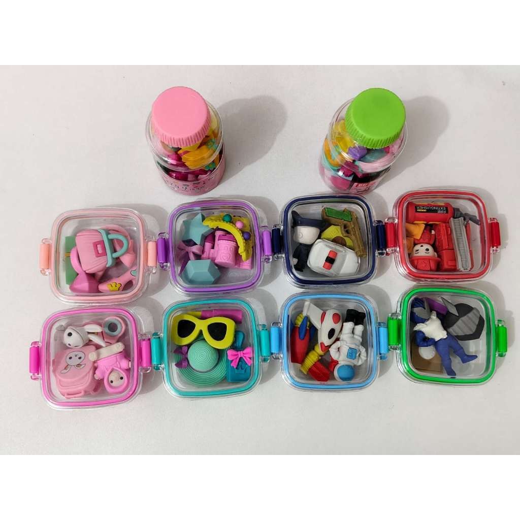 Borracha fofa no potinho com diversos desenhos papelaria criativa fofa kawaii