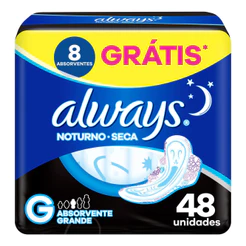 Absorvente Noturno Always Cobertura Seca G Com Abas Com 48 Unidades