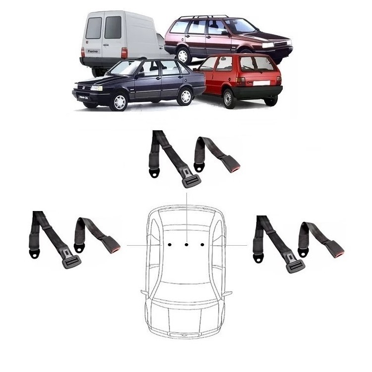 Kit cinto de segurança traseiro de 3 pontos Fiat Prêmio + fechos em Oferta na Shopee