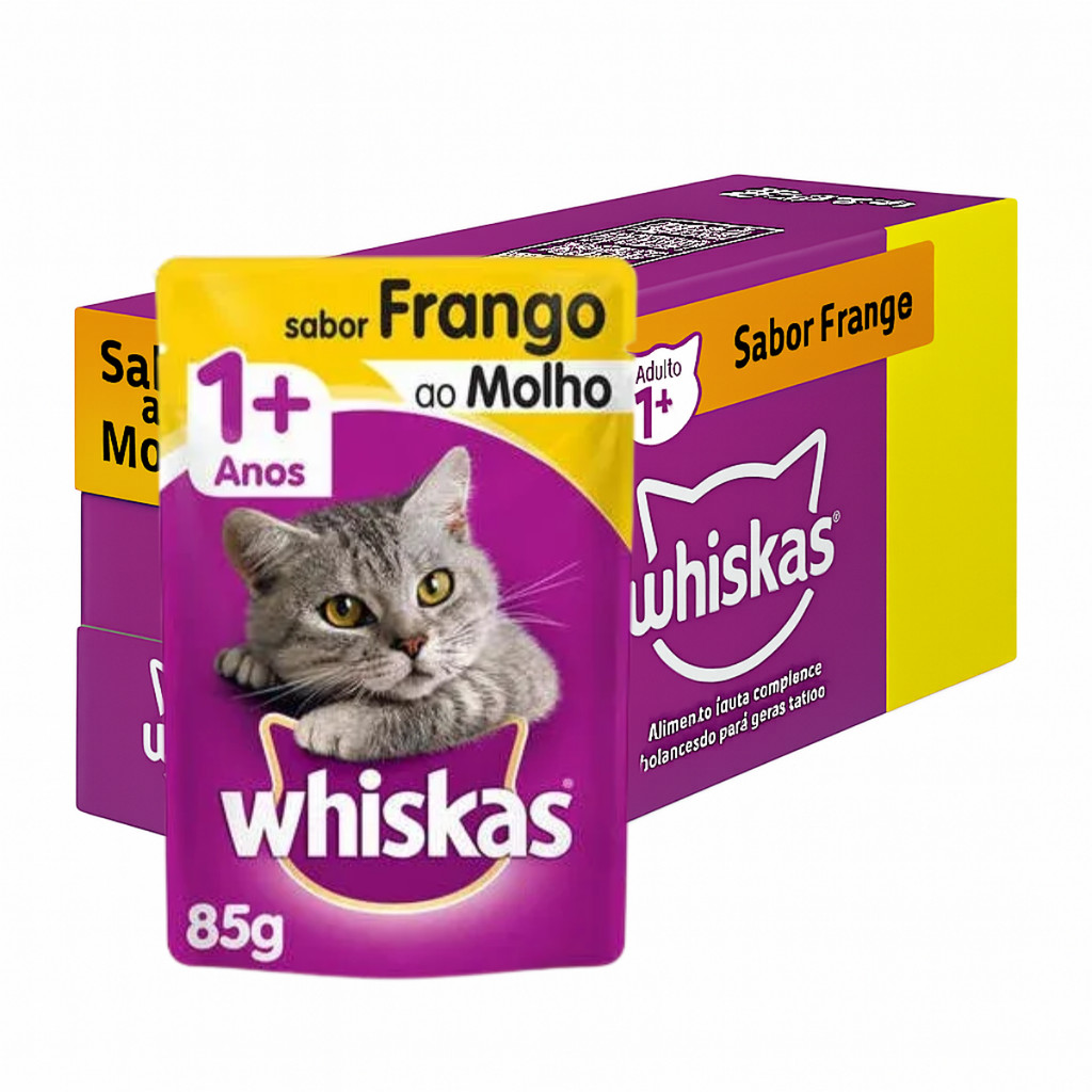 Whiskas Pack Econômico Sache Ração Úmida Para Gatos Frango Ao Molho 85g