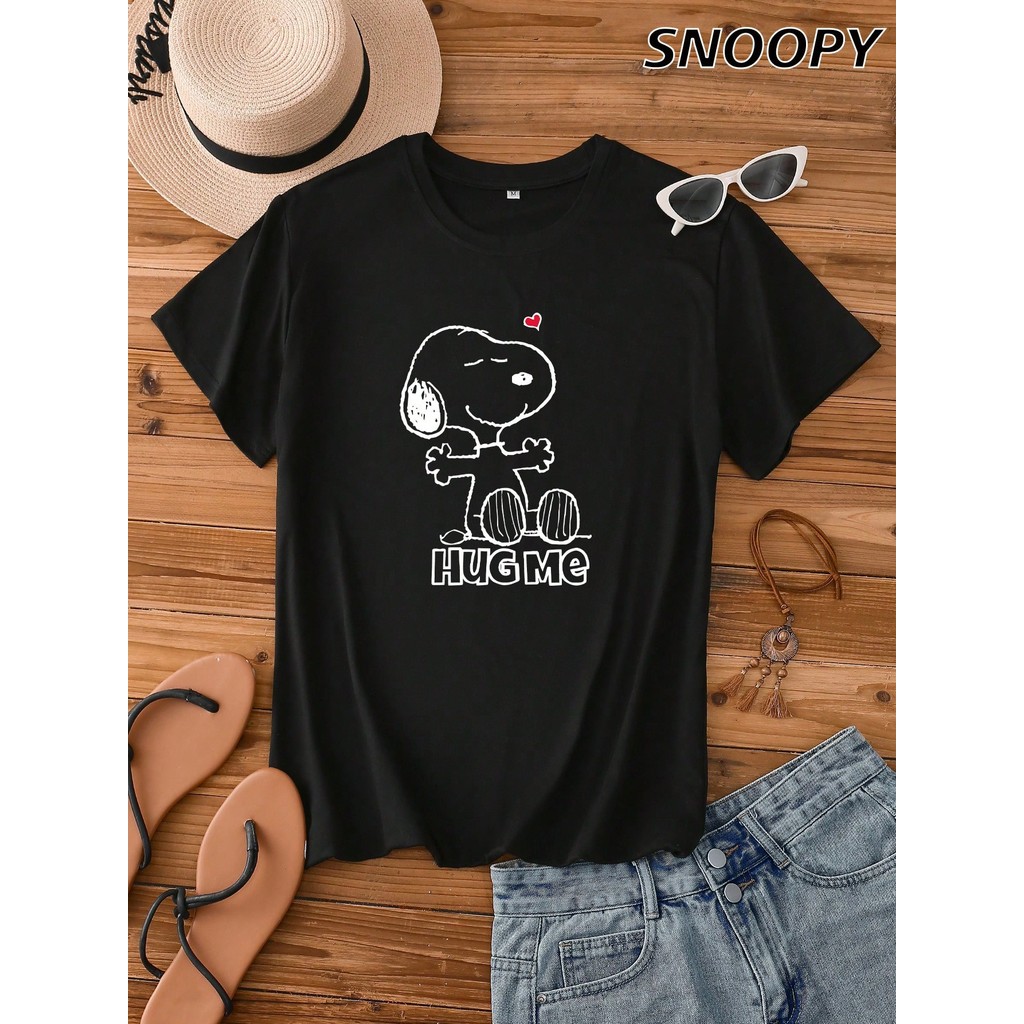 BR.Moonlight unissex oversized streetwear  Camiseta SNOOPY Hug Me Suéter de Malha Feminino