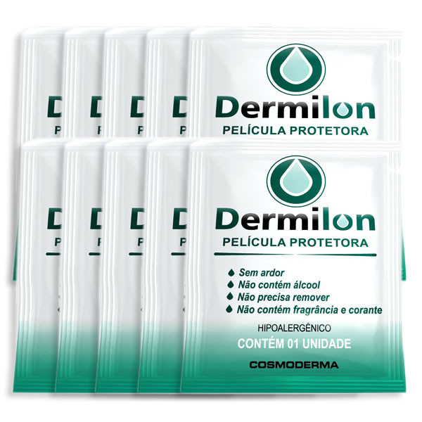 10 UNID. DERMILON PELÍCULA PROTETORA LENÇO UMEDECIDO