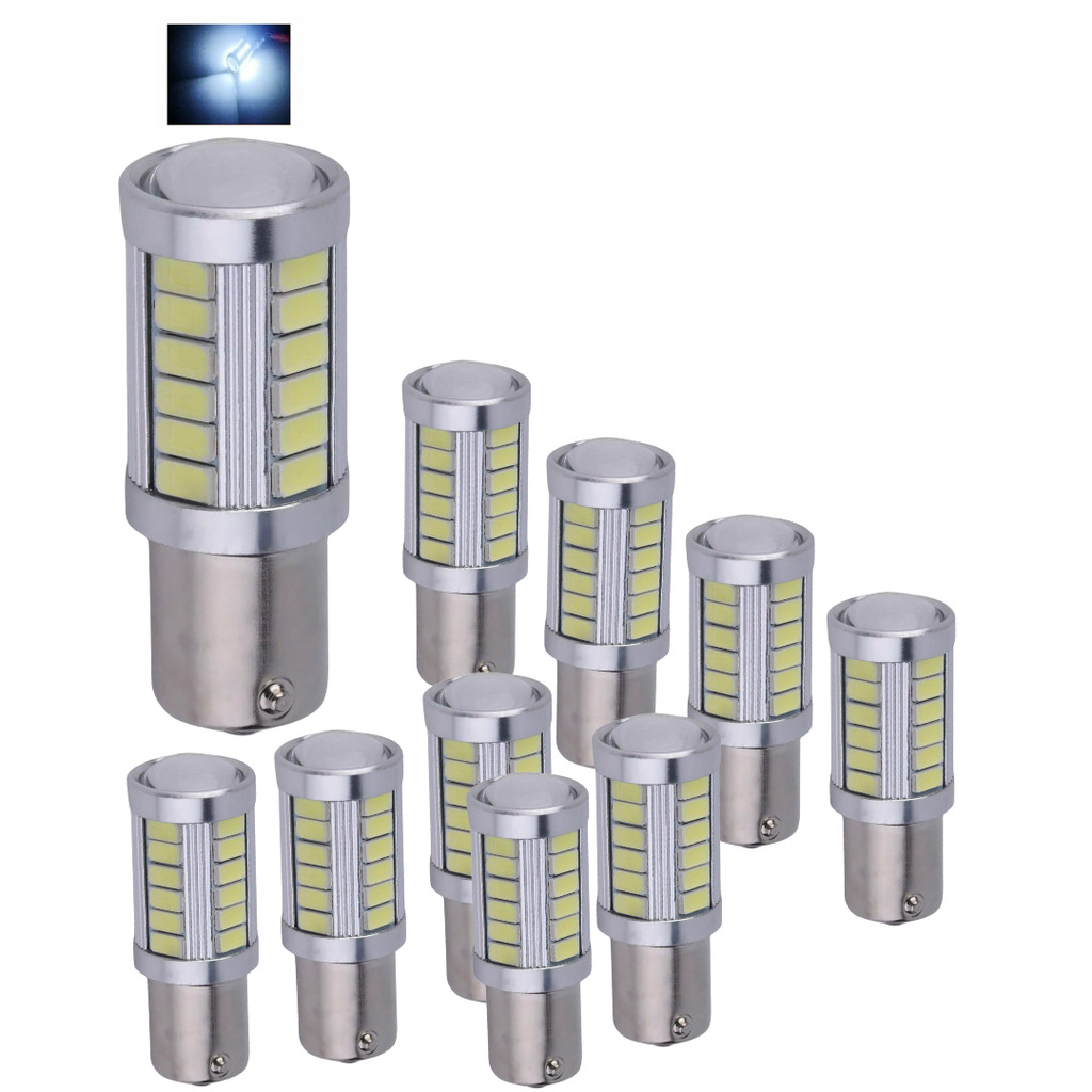 KIT 10 LAMPADA 33 LED CREE BAY15D 2 POLO P21/5W 1157 1034 BRANCO 12V