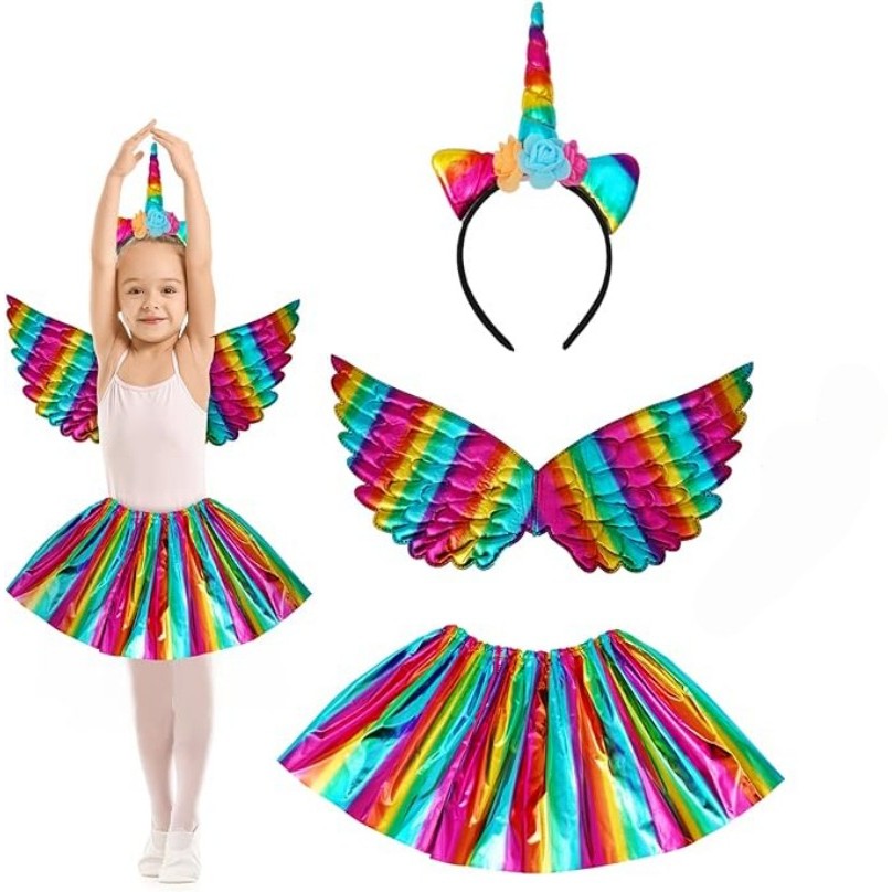 Fantasia Unicórnio com Asa Brilhante Saia + Tiara para Festas de Aniversário/PARTY em Oferta na Shopee