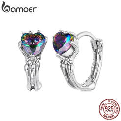 Bamoer Original 925 Brincos De Prata Esterlina Halloween Esqueleto Mão Design De Moda Jóias Presente Feminino