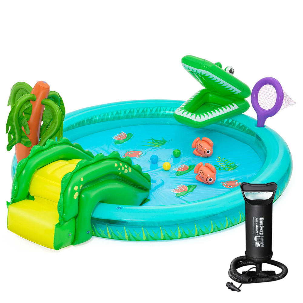 Piscina Infantil Playground Crocodilo 210L Bestway com Bomba Manual em Oferta na Shopee
