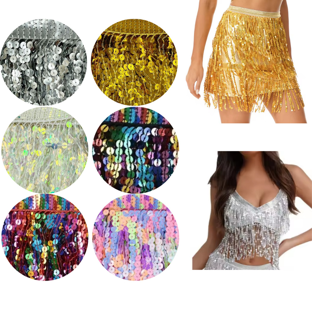 Franja Lantejoulas Paetê Fantasia Carnaval 1 Metro 15cm em Oferta na Shopee