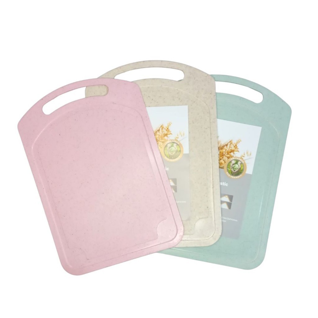 Tábua para Cortes de Plástico e Bambu Bege, Rosa e Verde - 29x21cm, 100% Ecológica