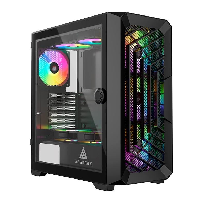 Gabinete Gamer Acegeek Navigator A410 Mesh, Mid-Tower, Lateral de Vidro, Preto, AG-NAVIGATOR-A410-BK - Computers & Accessories