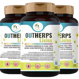 Kit C/3 Outherps Lisina Vit C B3 E Zinco 90 Cáps - Fits Life em Oferta na Shopee
