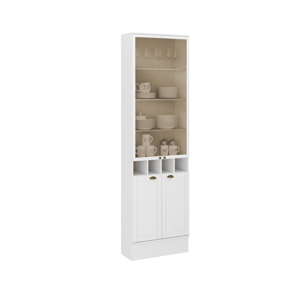 Cristaleira 2 Portas Vidro Milla Branco MDF 70cm Carraro em Oferta na Shopee
