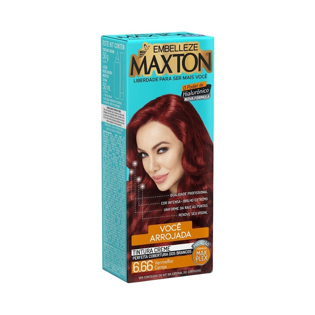 EMBELLEZE TINTURA MAXTON KIT 6.66 VERMELHO CEREJA em Oferta na Shopee