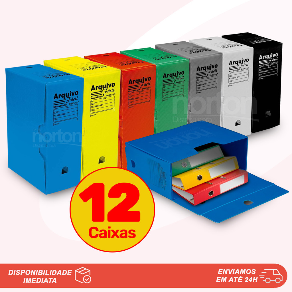 KIT C/12 Arquivos Morto Polionda Ofício Organização Escritório Polibrás