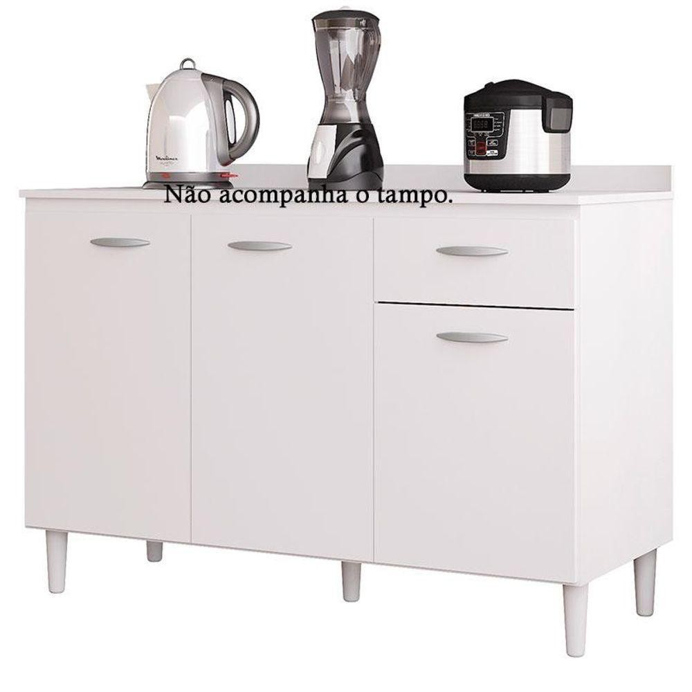 Balcão De Pia 120 Cm Branco Brilho - Poquema em Oferta na Shopee