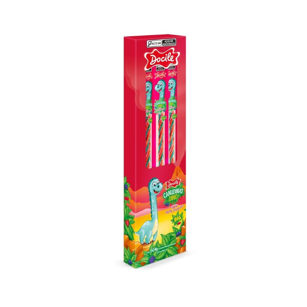 Canudinho Frutas Vermelhas Dino Big com 24un de 26g cada - Docile em Oferta na Shopee