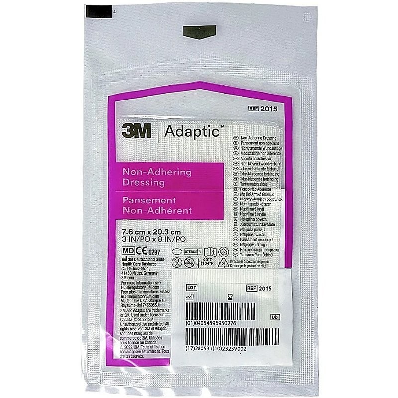 Kit com 3 Curativos Não Aderente Adaptic  7,6 x 20 cm Ref: 2013 - Systagenix