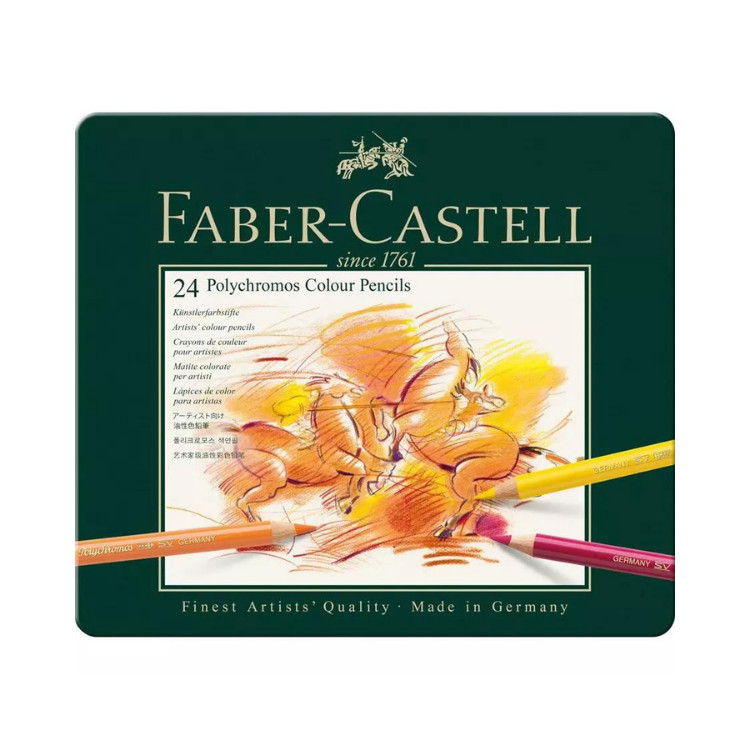 Estojo Metálico Lápis De Cor Polychromos C/24 Cores 110024 FABER-CASTELL