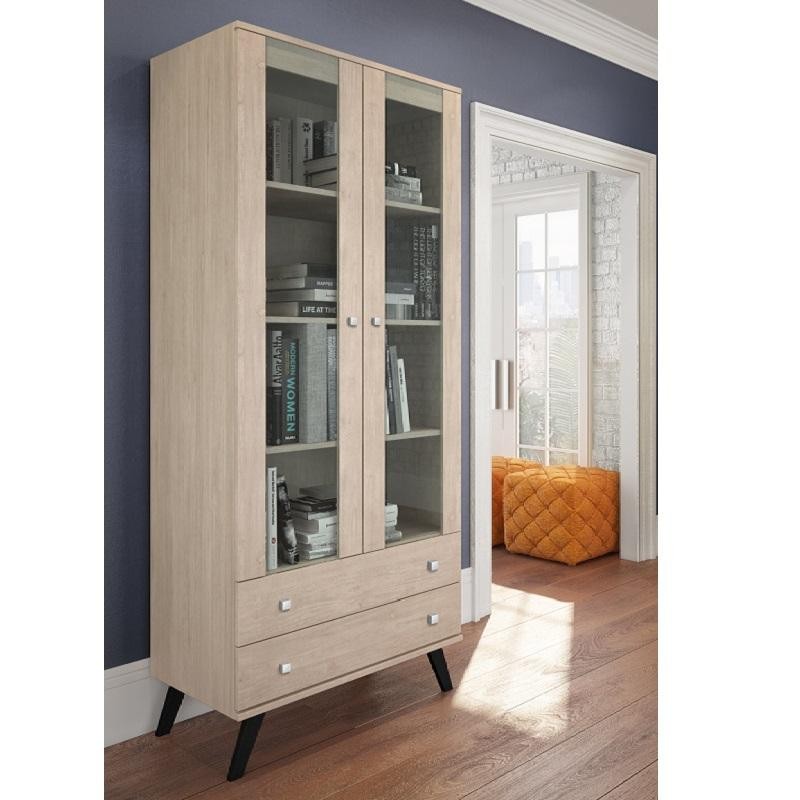 Cristaleira Armário Retrô Patina 4 Prateleiras 2 Portas de Vidro e 2 Gavetas em Oferta na Shopee