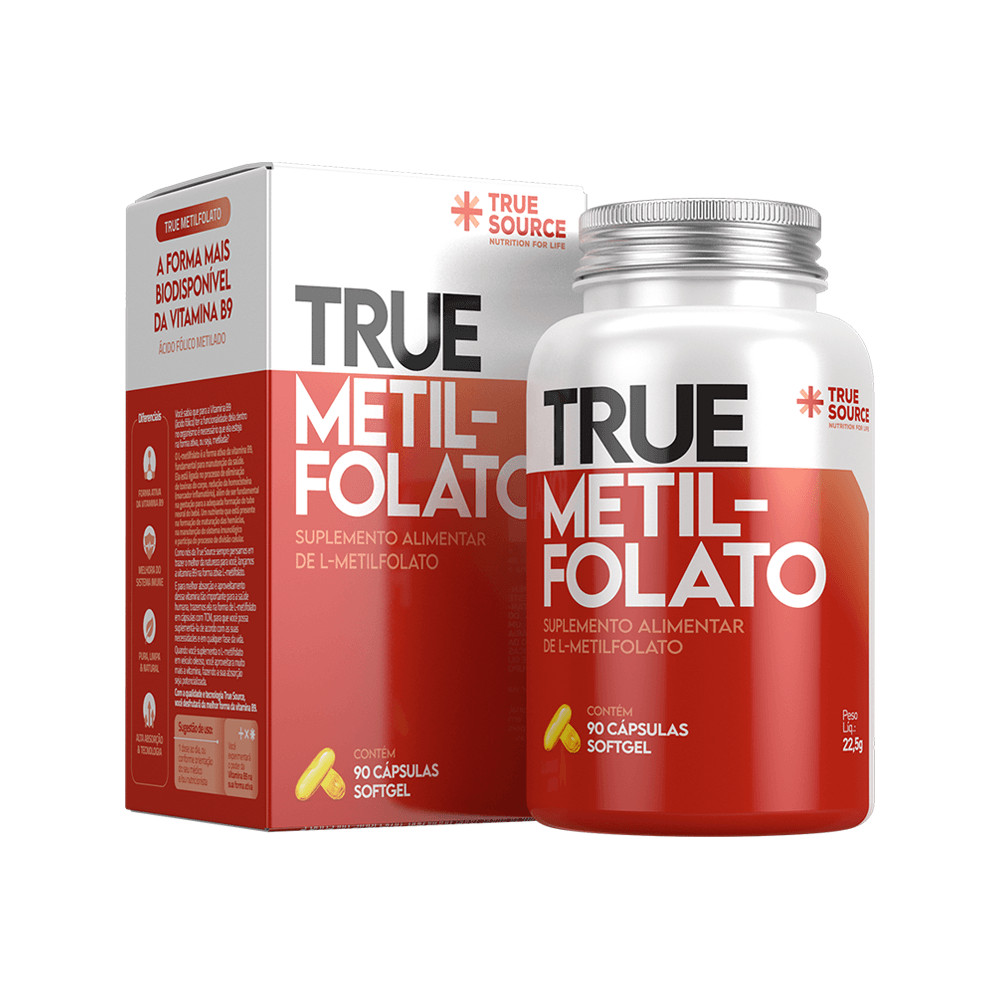 True Metilfolato  90 Cápsulas True Source em Oferta na Shopee