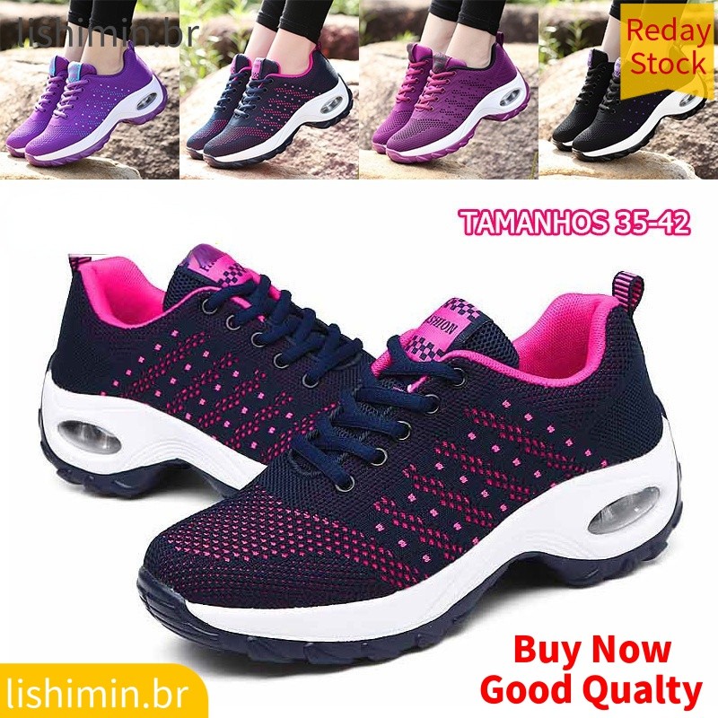 Tênis De Feminino De Corrida Leve E Confortável Para Esportes De Ginástica Com Almofada De Ar Amortecedora Caminhadas Ao Livre Tamanho 35-42