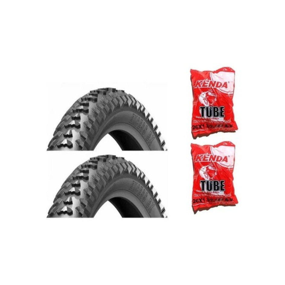 Par Pneu Bicicleta Levorin Excess 26x1.95 + 2 Câmaras Kenda Bico Grosso em Oferta na Shopee