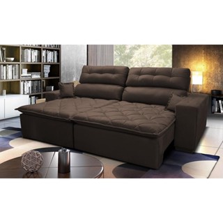 Sofá 3,02m Retrátil e Reclinável com Molas Cama inBox Confort Tecido Suede Velusoft Café em Oferta na Shopee