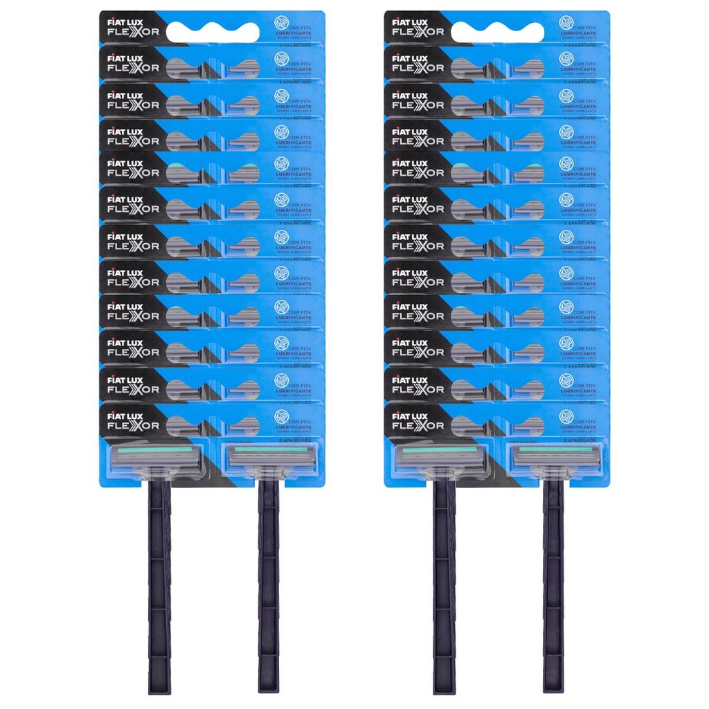 Kit Barbeador Descartável Aparelhos de Barbear Com 2 Lâminas Com 48 Unidades Fiat Lux Flexor Cores Sortidas