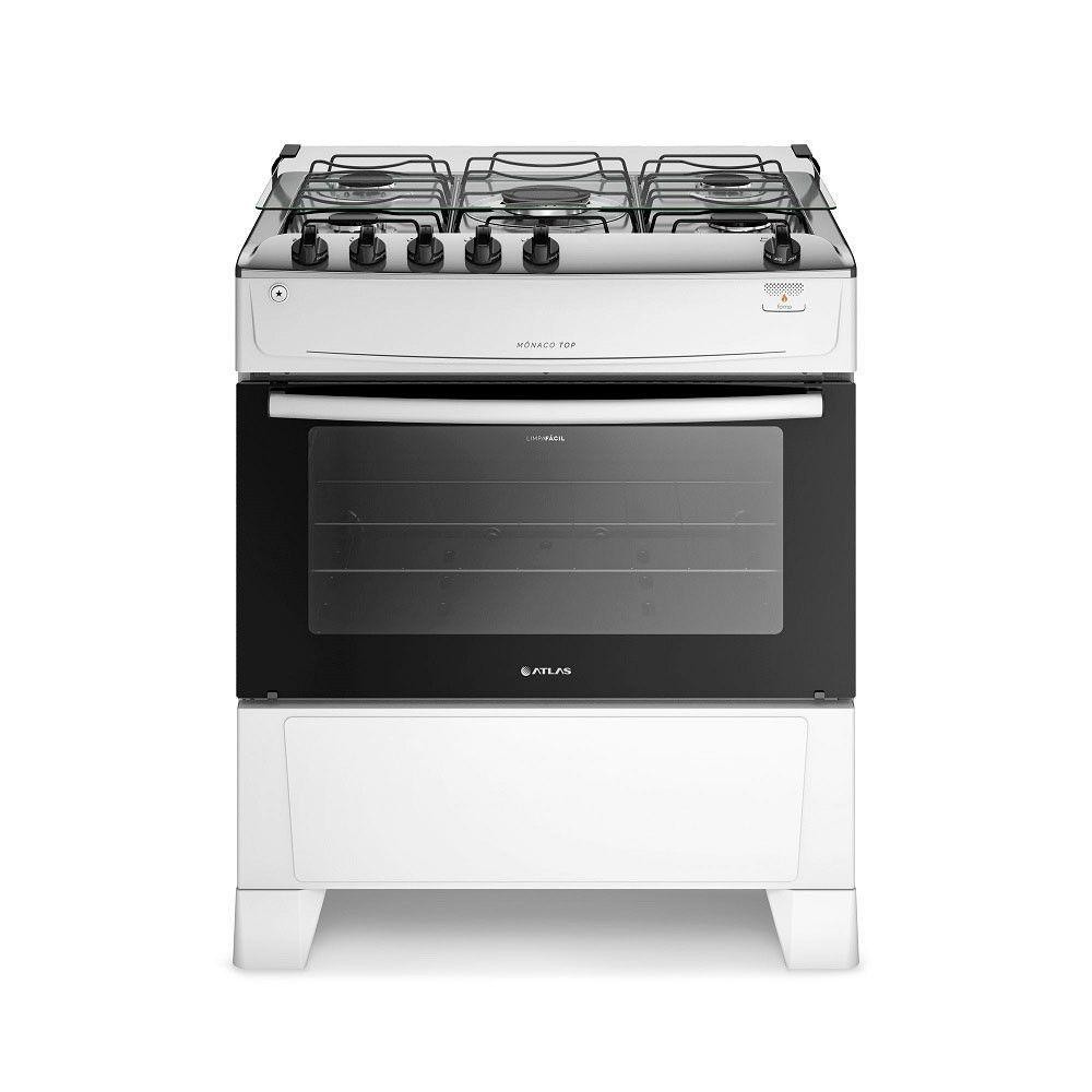 Fogão 5 Bocas Monaco Top Com Mesa De Inox Atlas Branco Bivolt em Oferta na Shopee