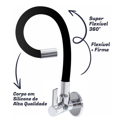 Torneira Flexível Gourmet Parede Pia Cozinha Flexível Luxo Preta 1167C70 em Oferta na Shopee