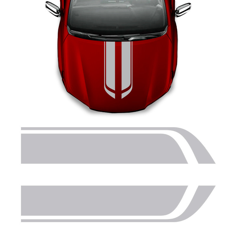 Adesivo Do Capô Faixa Carro Tuning Sport Personalizado Prata Genérico