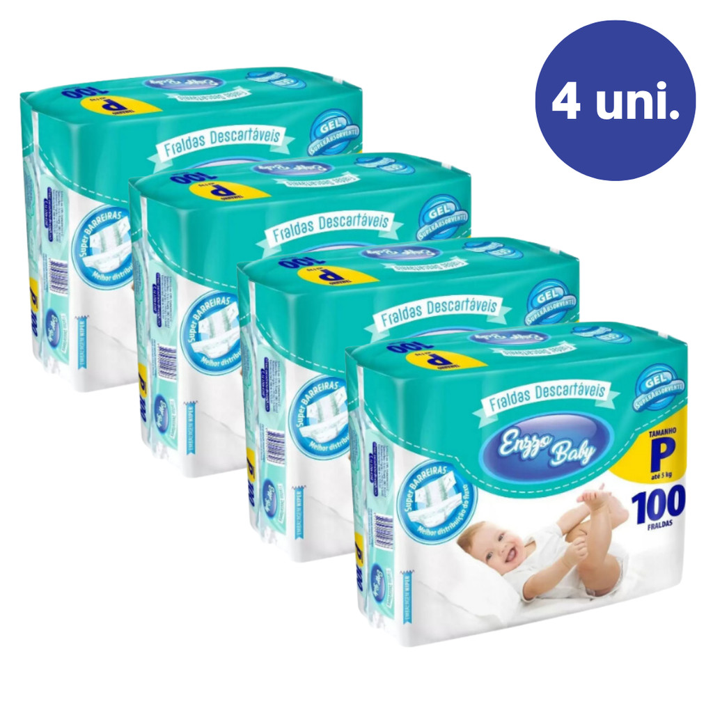 Kit 4 Fralda Descartável Infantil Enzzo Baby Direto da Fábrica Revenda Barato em Oferta na Shopee
