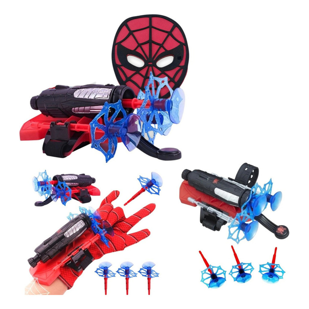 2 Brinquedos Luva Lança Teia + Máscara Homem Aranha DE BRINDE