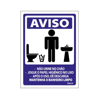 Placa De Sinalização Mantenha O Banheiro Limpo Masculino 15x20 Ecom IA - S-232 F9e em Oferta na Shopee