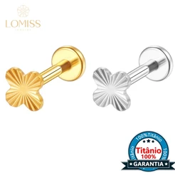 Lomiss Piercing Helix Tragus Conch Boca-Medusa Labret Titânio Trevo 4 Folhas Detalhado