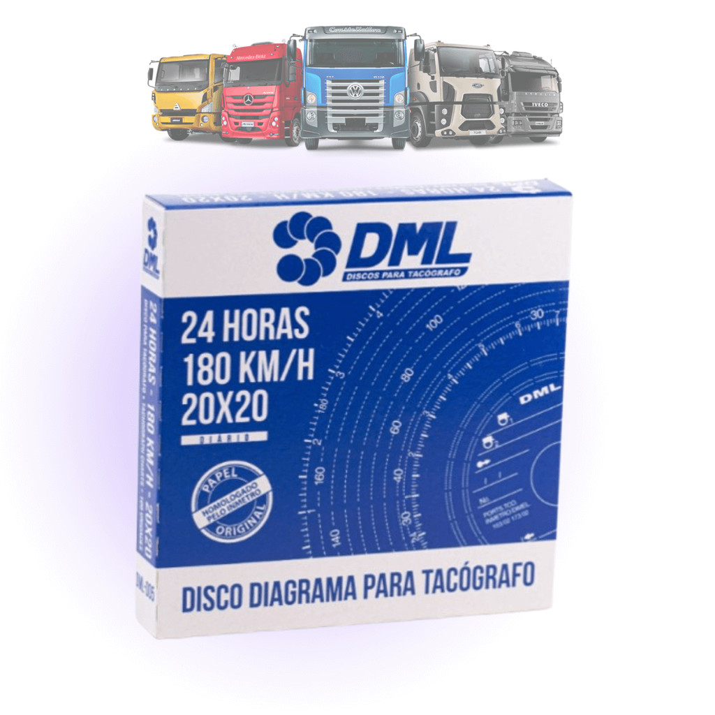 Disco Tacógrafo 180km/h  24hrs 20x20km - Dml005 100 unidades