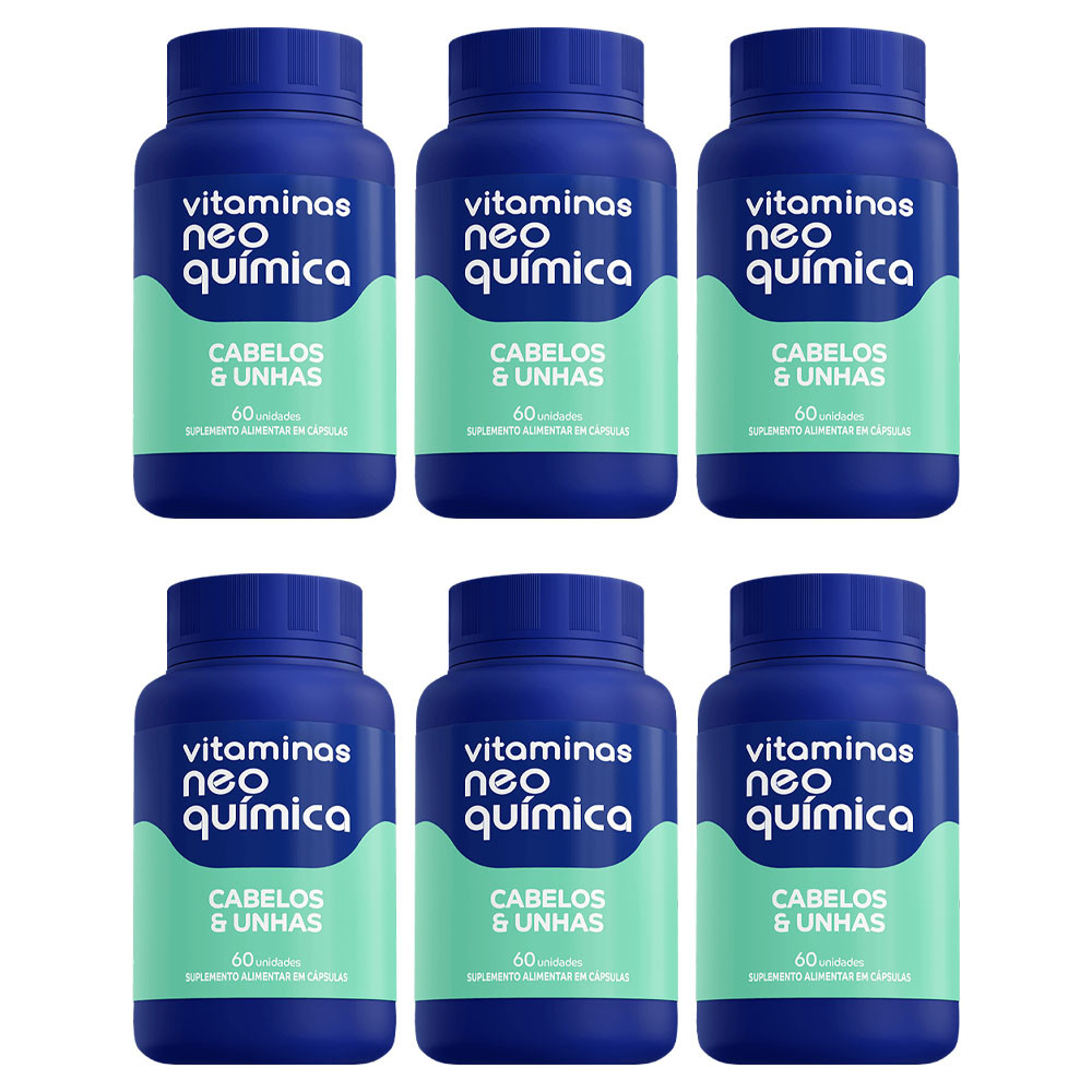 Kit 6 Suplemento Cabelos e Unhas 60 Cápsulas - Neo Química