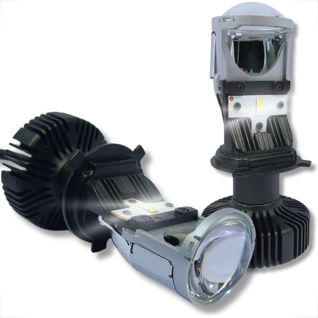 KIT PAR LÂMPADA CONVERSÃO ELIPTICO LED PROJETOR H4 6500K 12-36W 5200LM CANHÃO LASER FÁCIL INSTALAÇÃO