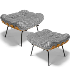 Kit 02 Puffs Decorativos Sala de Estar Costela L02 Pied Poule - Lyam Decor