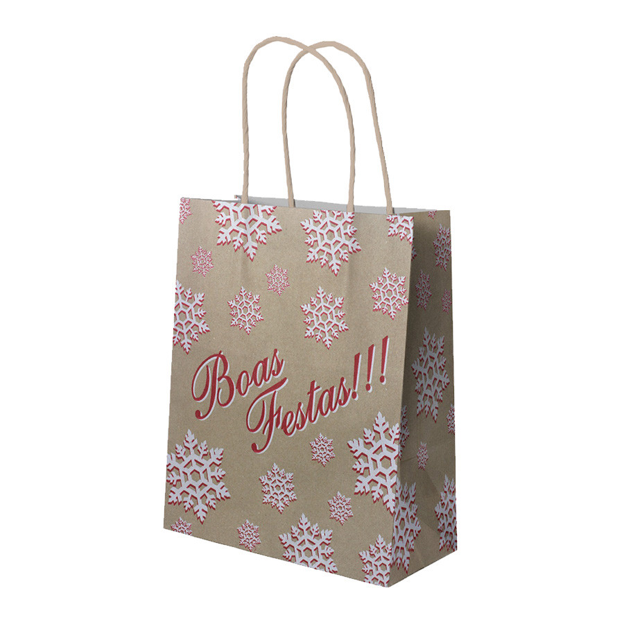 Sacola de Papel - 27x20x33cm - Boas Festas Natal - Ref.6321 - 10 unidades - WMA - Rizzo - Stationery
