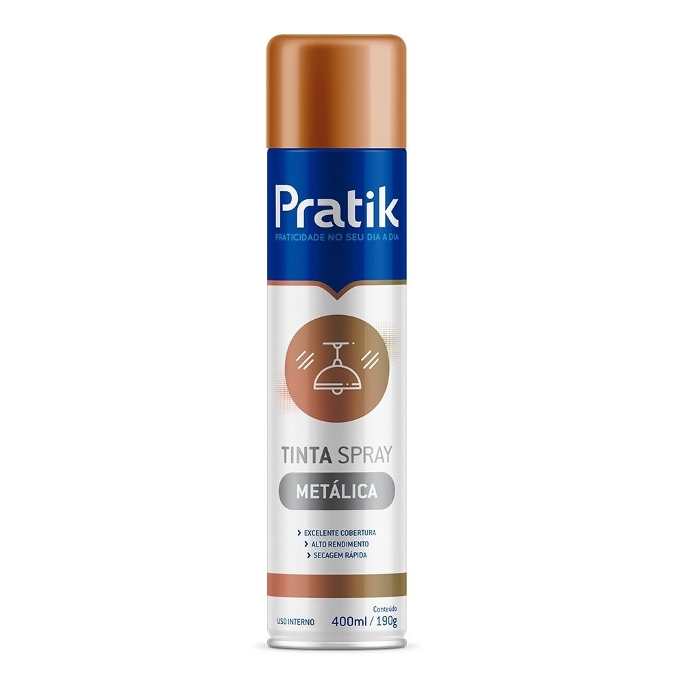 Tinta Spray Pratik Metálica Cobre 400ml - Home & Living