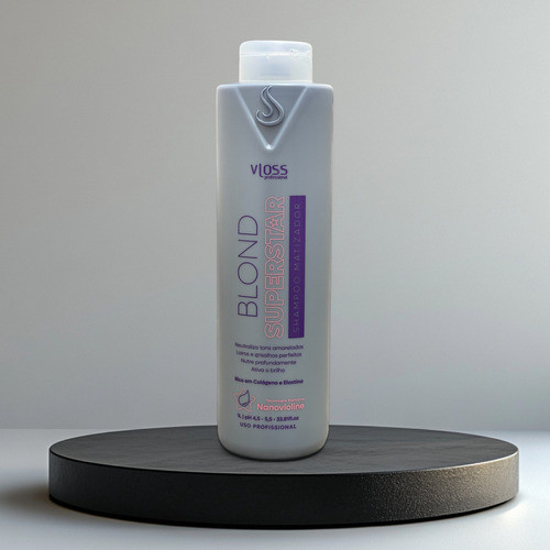 Shampoo Matizador Vloss Cabelo Loiro E Grisalho Blond Superstar Neutraliza Tons Amarelados 1 Litro