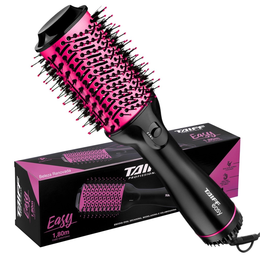 Escova secador Modeladora Taiff Oval Easy Pink Original - Beauty